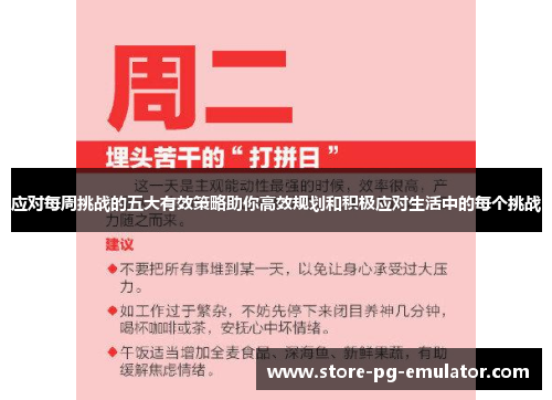 应对每周挑战的五大有效策略助你高效规划和积极应对生活中的每个挑战
